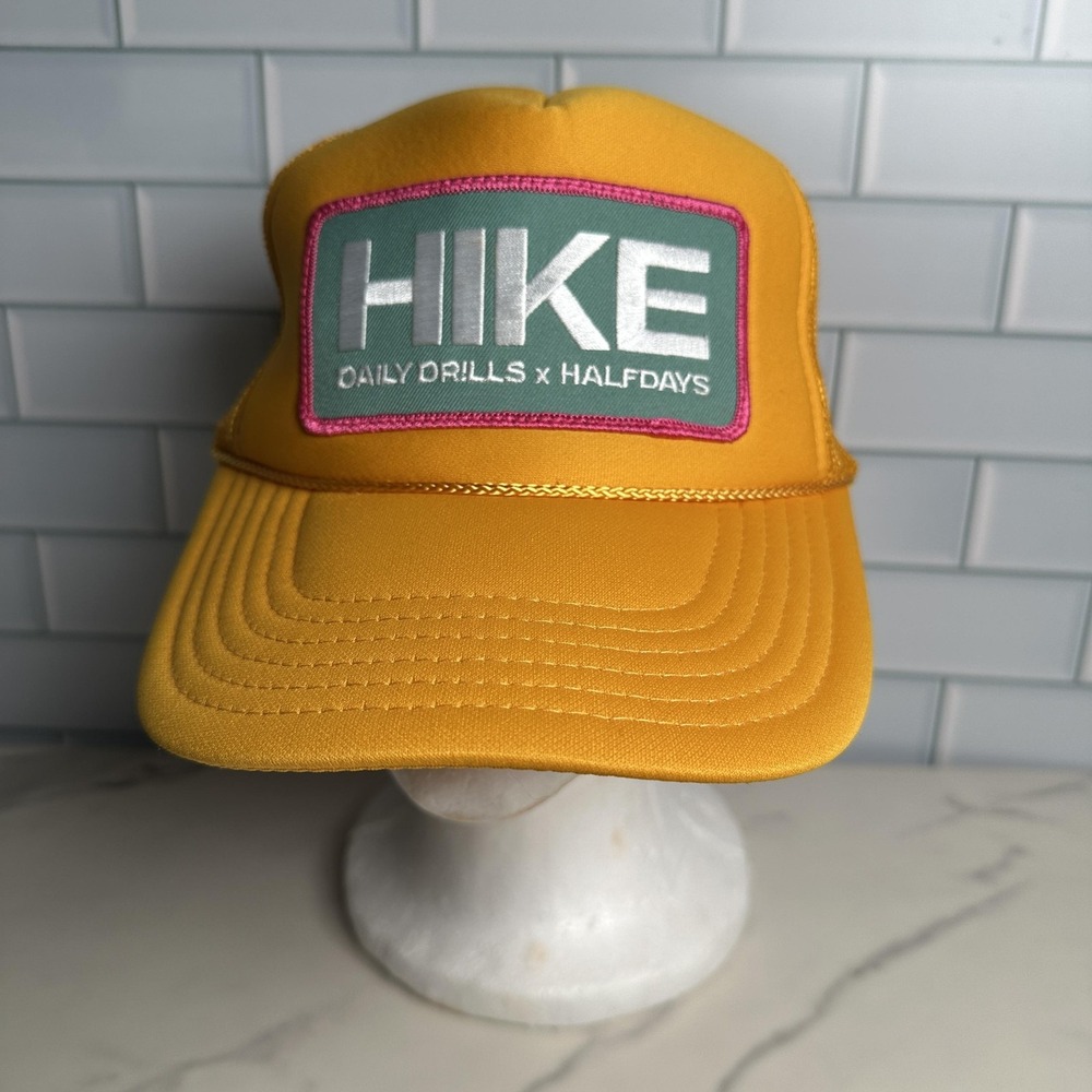 Daily Drills HIKE Hat Cap Snap Back One Size Yellow Trucker Hiking Adjustable